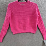 French Connection Mozart Popcorn Sweater Women's M Bright Prosecco Pink L/S