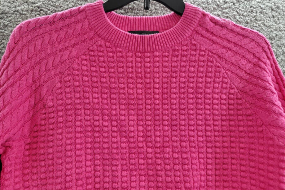 French Connection Mozart Popcorn Sweater Women's M Bright Prosecco Pink L/S