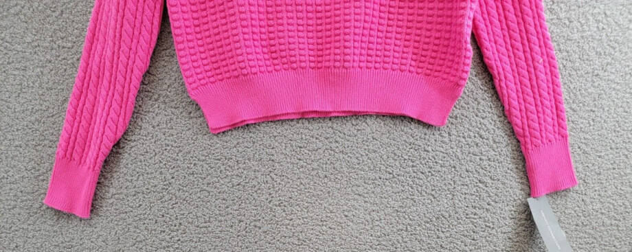 French Connection Mozart Popcorn Sweater Women's M Bright Prosecco Pink L/S