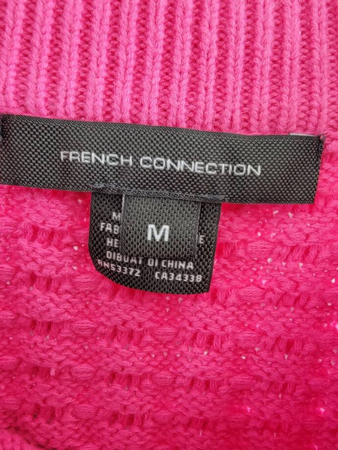 French Connection Mozart Popcorn Sweater Women's M Bright Prosecco Pink L/S