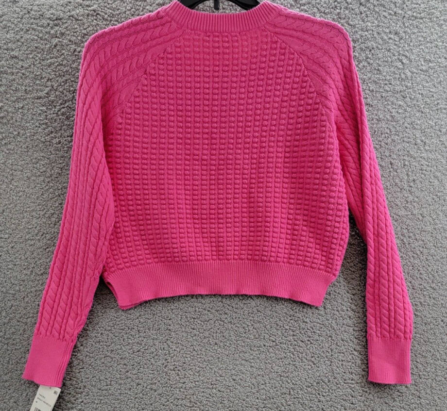 French Connection Mozart Popcorn Sweater Women's M Bright Prosecco Pink L/S