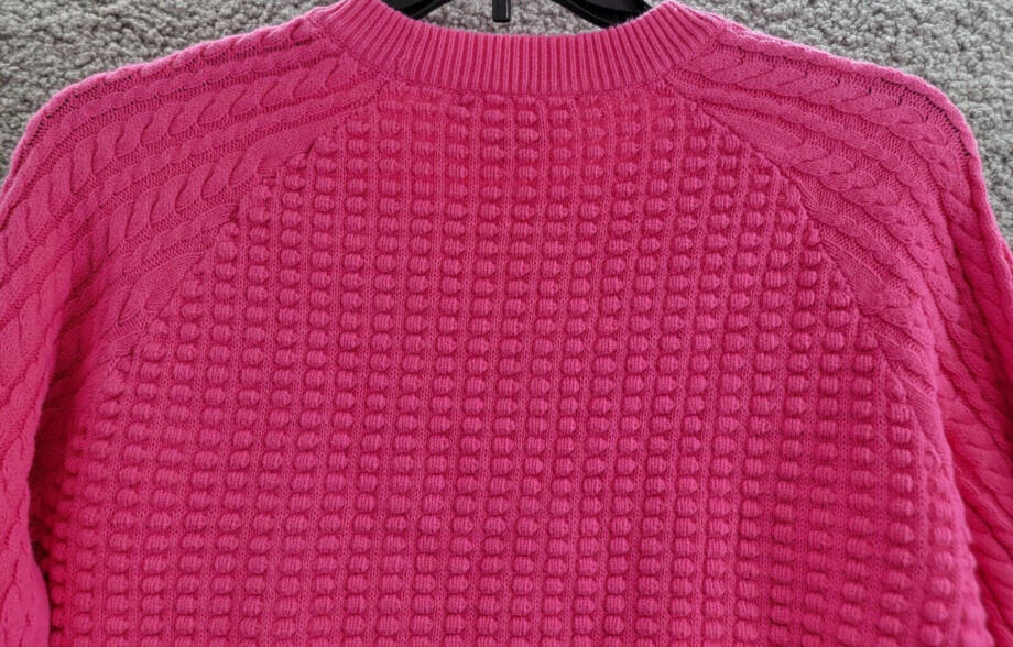 French Connection Mozart Popcorn Sweater Women's M Bright Prosecco Pink L/S