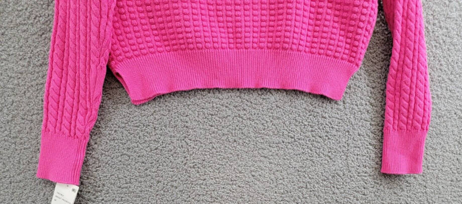French Connection Mozart Popcorn Sweater Women's M Bright Prosecco Pink L/S