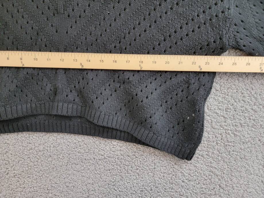 French Connection Long Sleeve Eyelet Sweater Women's L Black Crew Neck Pullover