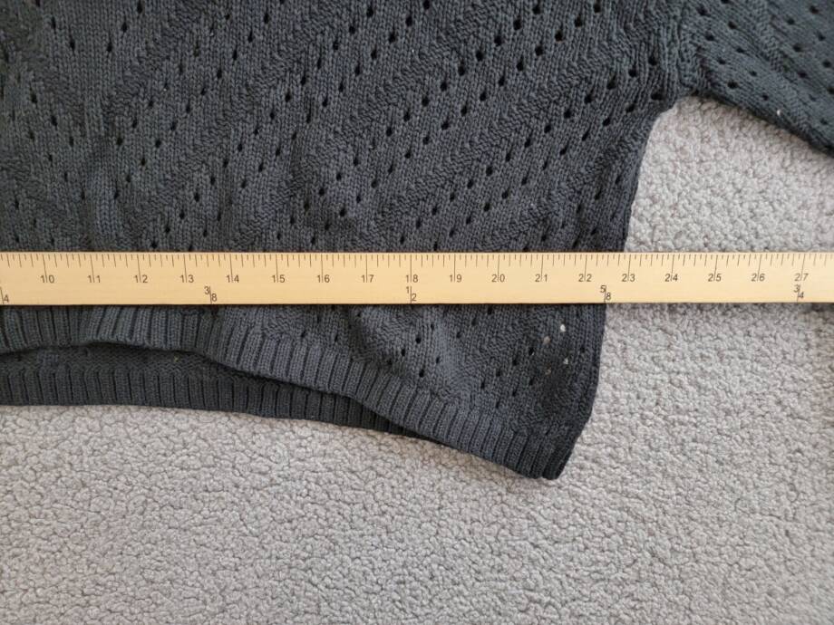 French Connection Long Sleeve Eyelet Sweater Women's L Black Crew Neck Pullover