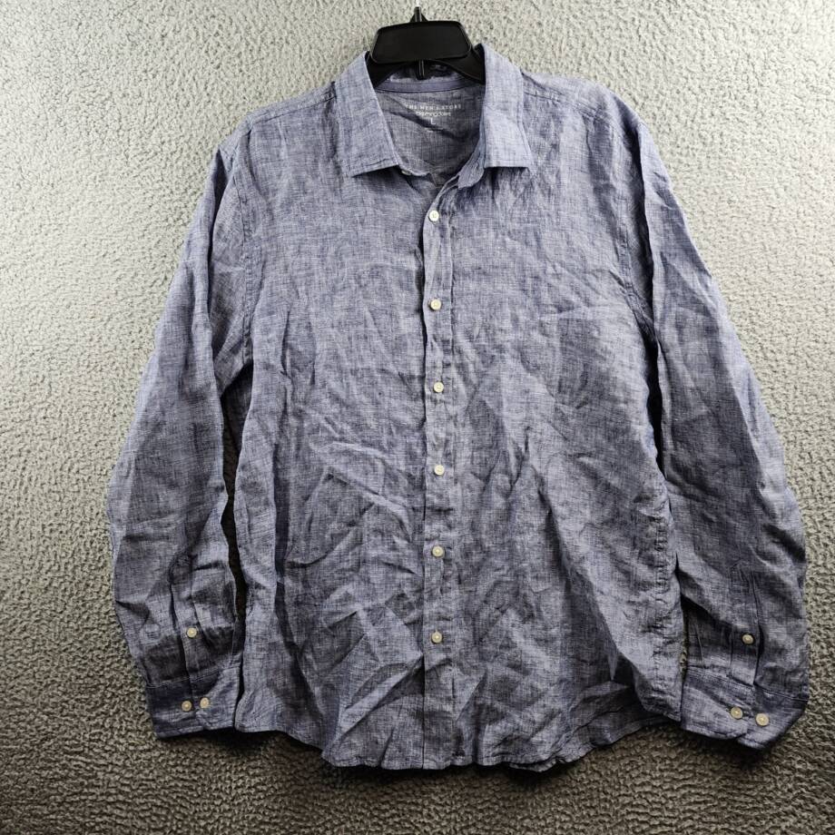 The Men's Store at Bloomingdale's Linen Yarn-Dyed Classic Fit Shirt Men's L Blue