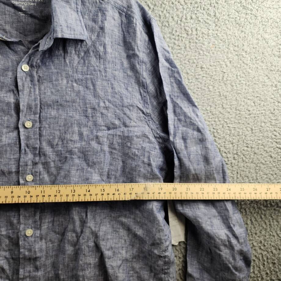 The Men's Store at Bloomingdale's Linen Yarn-Dyed Classic Fit Shirt Men's L Blue