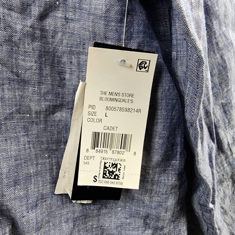 The Men's Store at Bloomingdale's Linen Yarn-Dyed Classic Fit Shirt Men's L Blue