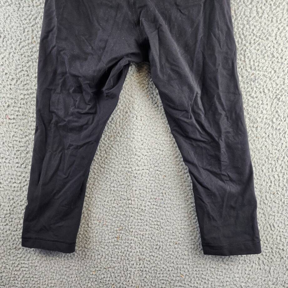 Lululemon Capri Leggings Women's Black Lime Stripe Waist Comfort Stretch