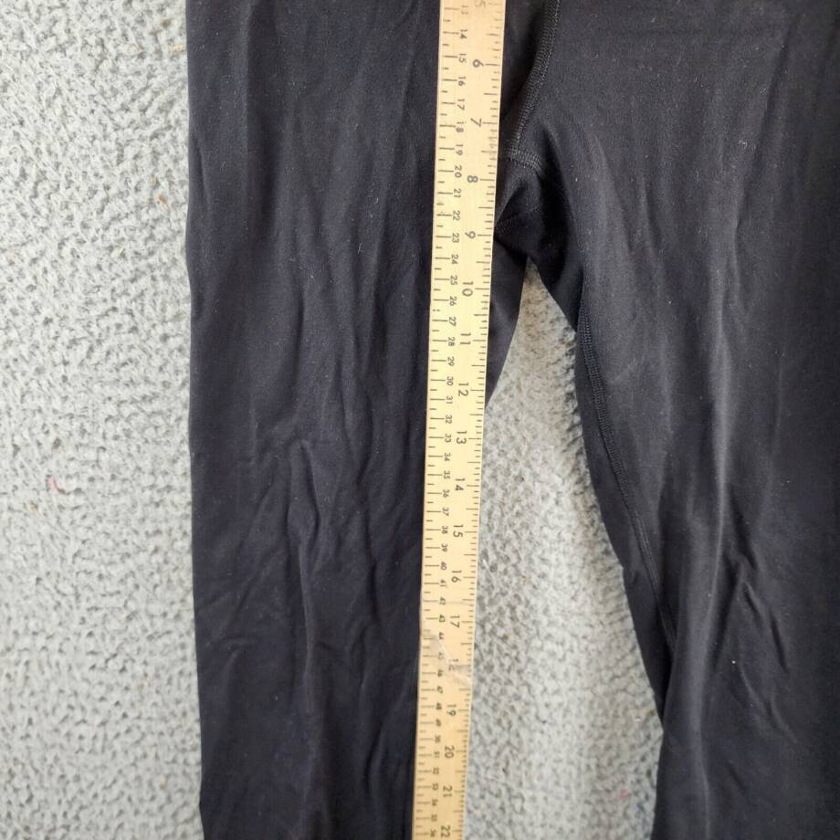 Lululemon Capri Leggings Women's Black Lime Stripe Waist Comfort Stretch