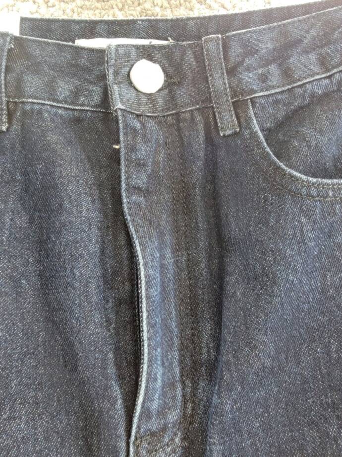 WeWoreWhat Denim Midi Skirt Women's M Raw Wash Front Slit Button Zip Closure