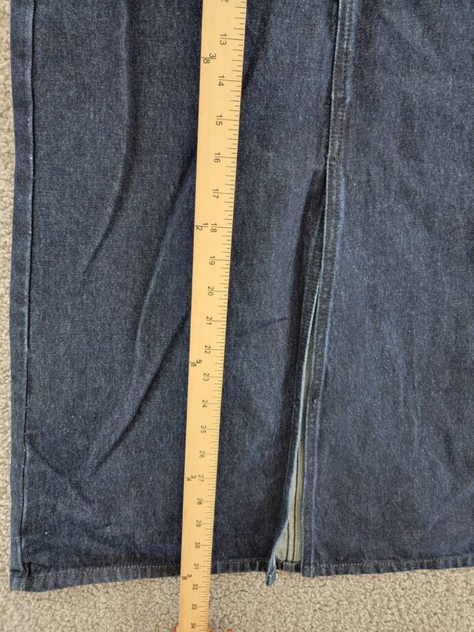 WeWoreWhat Denim Midi Skirt Women's S Raw Wash Front Slit Button Zip Closure