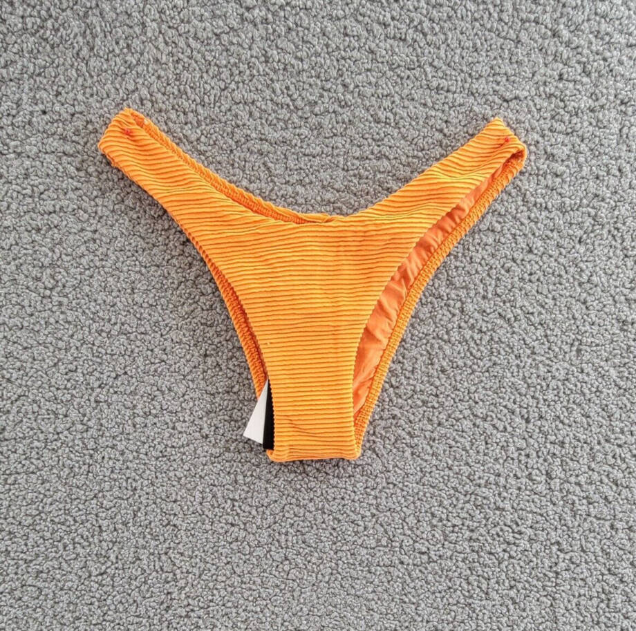 ViX Kayla Giulia Bikini Bottom Women's S Tangerine Ribbed Elastic Waist Pull On