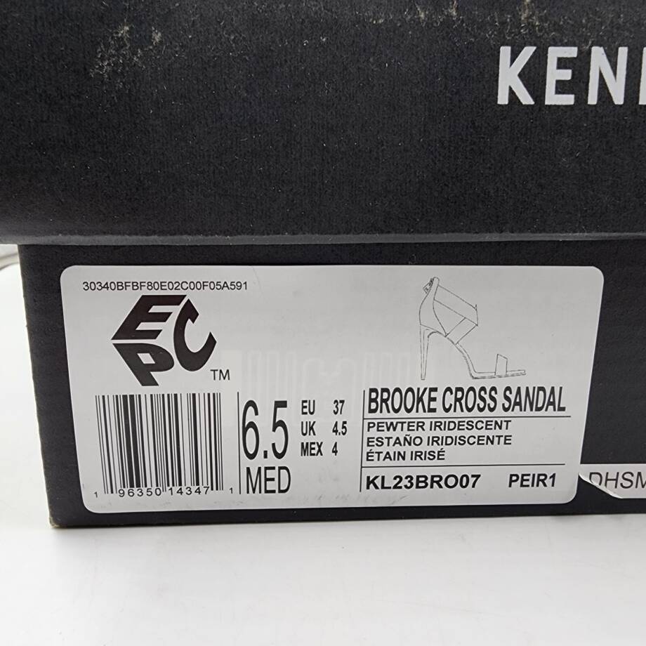 Kenneth Cole Brooke Cross Strap Heeled Sandal Women's 6.5M Pewter Iridescent