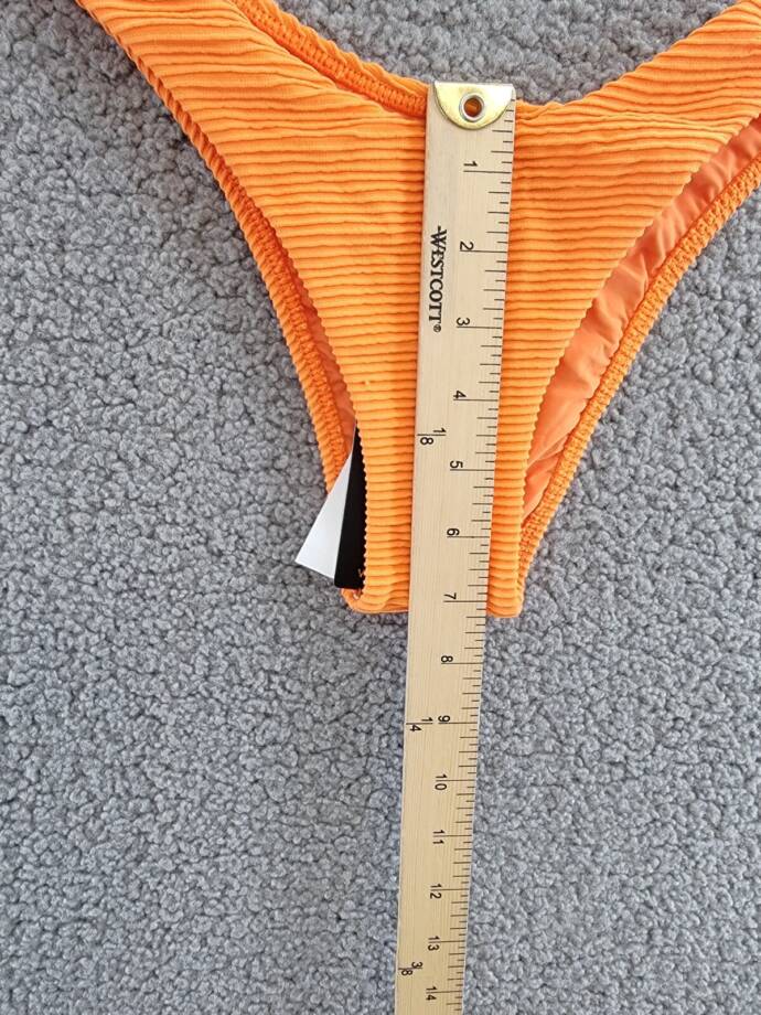 ViX Kayla Giulia Bikini Bottom Women's S Tangerine Ribbed Elastic Waist Pull On