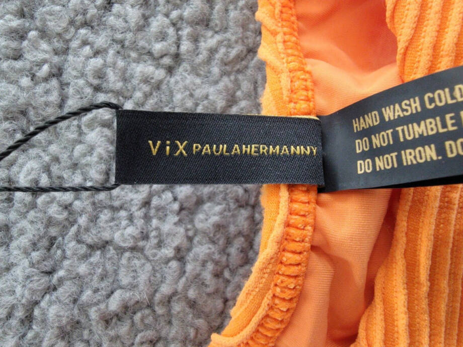 ViX Kayla Giulia Bikini Bottom Women's S Tangerine Ribbed Elastic Waist Pull On