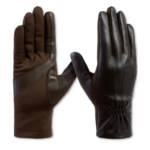 Isotoner Signature Stretch Leather Touchscreen Gloves Women's S/M Brown~