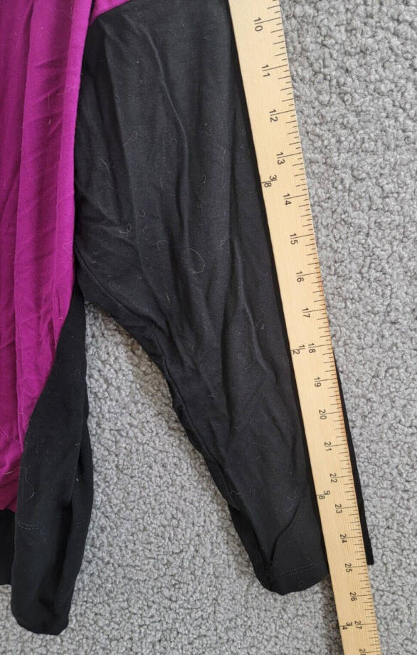 Karen Kane Plus Size Colorblock V-Neck Blouse Women's 3X Magenta and Black L/S~