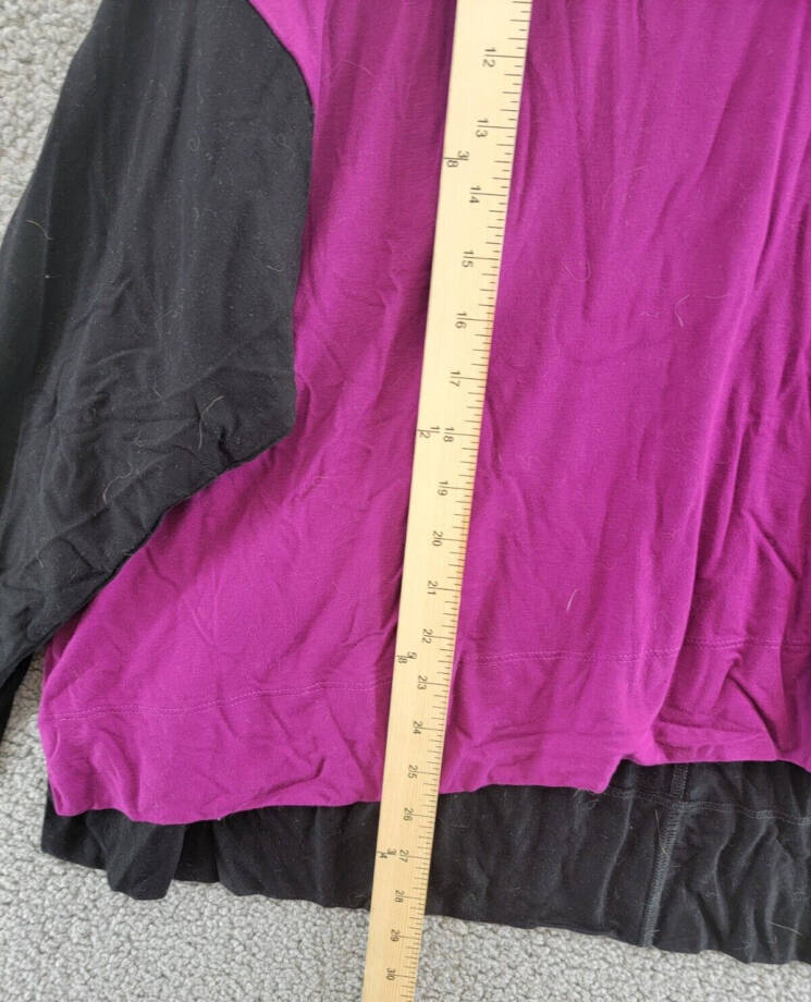Karen Kane Plus Size Colorblock V-Neck Blouse Women's 3X Magenta and Black L/S~