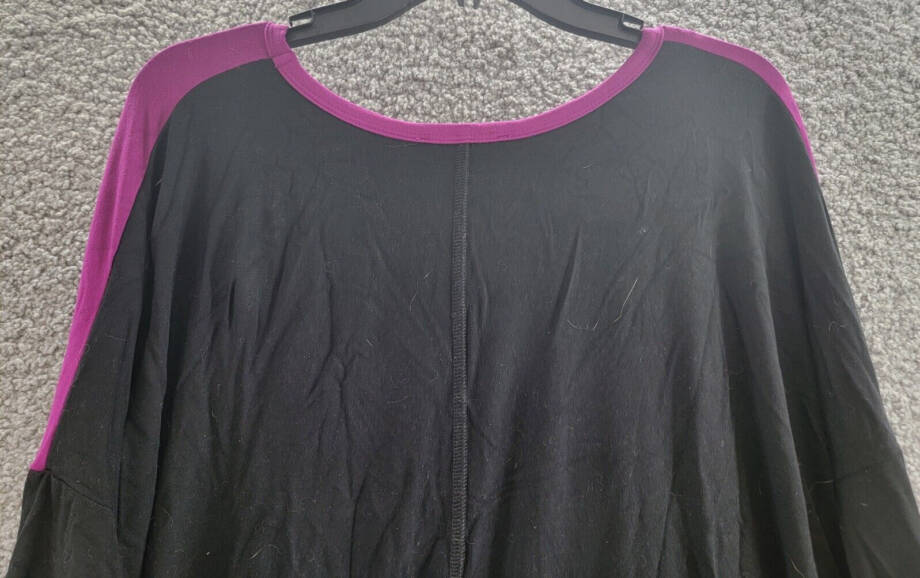 Karen Kane Plus Size Colorblock V-Neck Blouse Women's 3X Magenta and Black L/S~