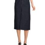 WeWoreWhat Denim High Rise MIDI Skirt Womens XS Raw Wash 5-pocket Button Closure