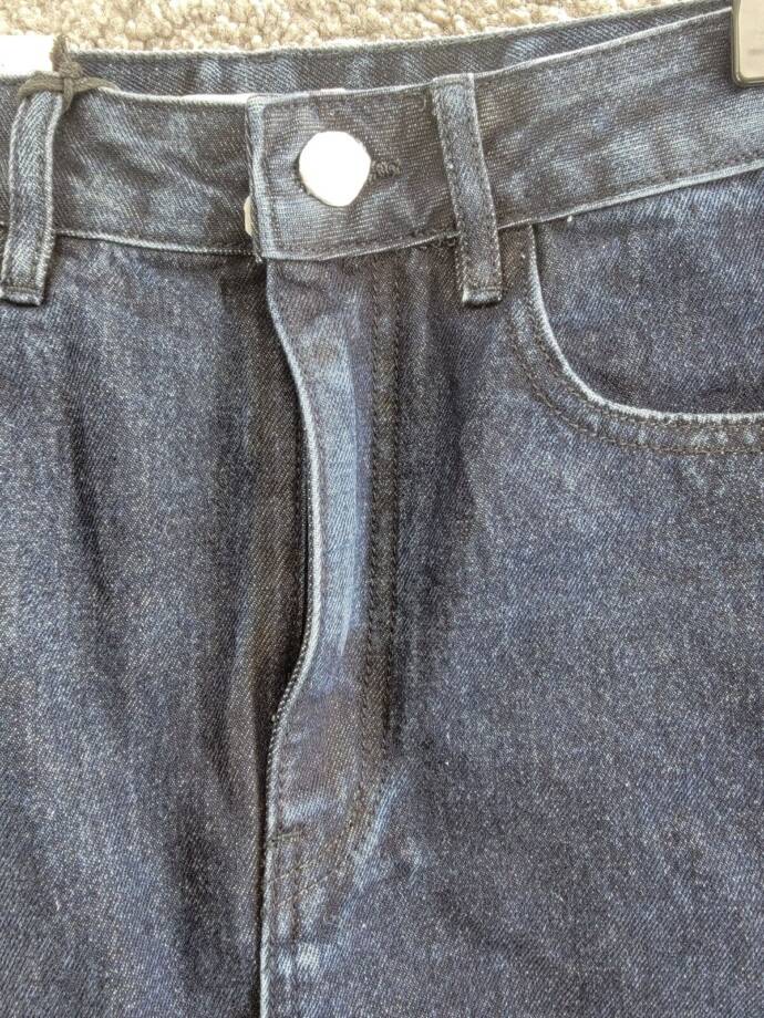 WeWoreWhat Denim High Rise MIDI Skirt Womens XS Raw Wash 5-pocket Button Closure