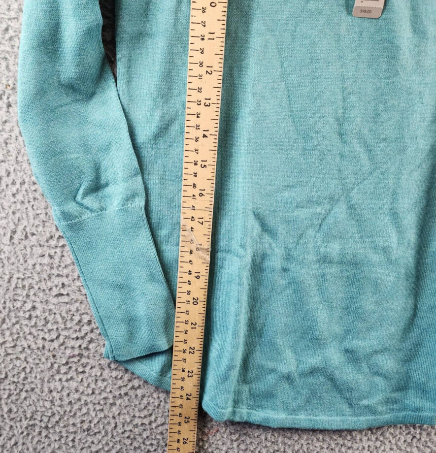 NIC+ZOE Petite Vital Sweater Women's PP Aquamarine V-Neck Long Sleeves Pullover~