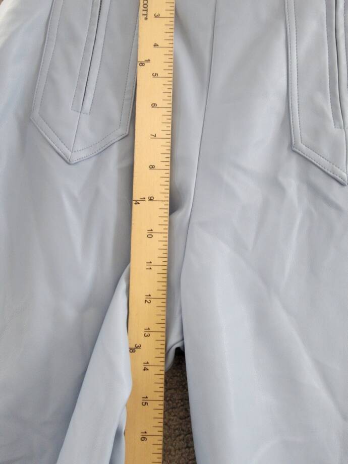Avec Les Filles Double Front-Zip Wide-Leg Faux-Leather Pants Womens 4 Slate Blue