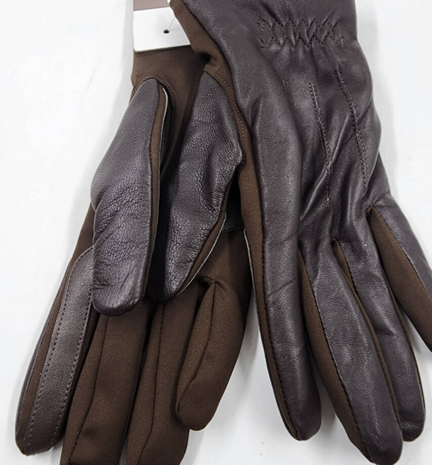 Isotoner Signature Stretch Leather Touchscreen Gloves Women's S/M Brown~