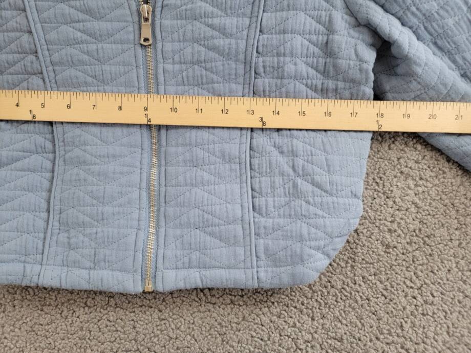 Avec Les Filles Quilted Puff-Shoulder Zip-Front Jacket Women's XS Dusty Blue