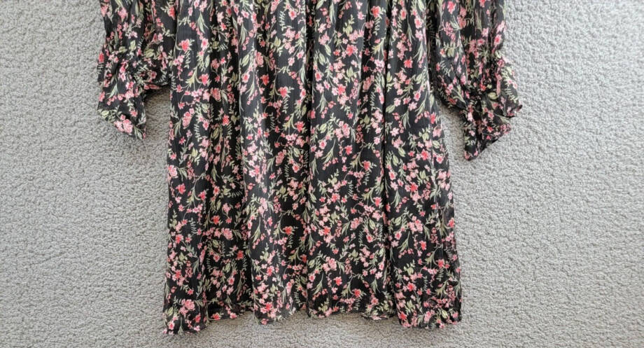 Lucy Paris Imelda Floral Print Shift Dress Women's M Black/Pink Multi Split Neck