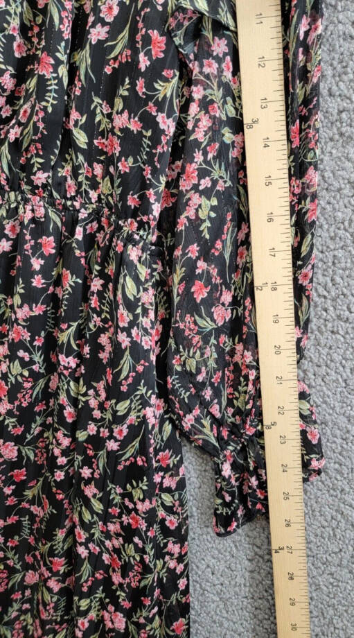 Lucy Paris Imelda Floral Print Shift Dress Women's M Black/Pink Multi Split Neck