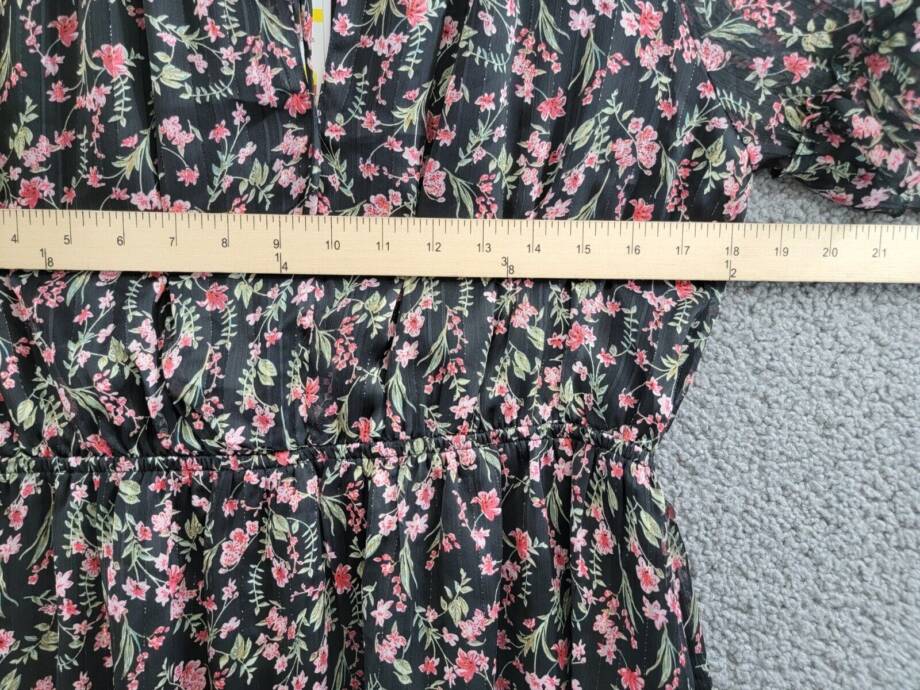 Lucy Paris Imelda Floral Print Shift Dress Women's M Black/Pink Multi Split Neck