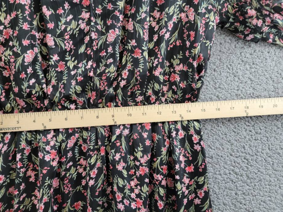 Lucy Paris Imelda Floral Print Shift Dress Women's M Black/Pink Multi Split Neck