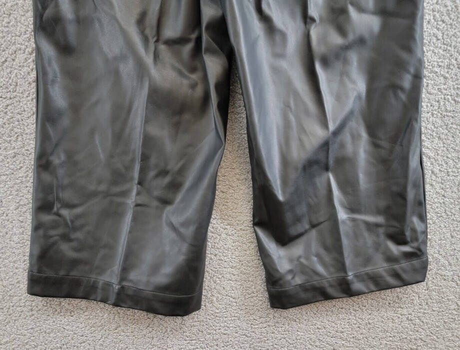 BCBG NEW YORK Faux-Leather Cropped Pants Women's 12 Onyx Slash Pockets Pull On