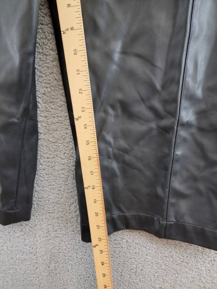 BCBG NEW YORK Faux-Leather Cropped Pants Women's 12 Onyx Slash Pockets Pull On