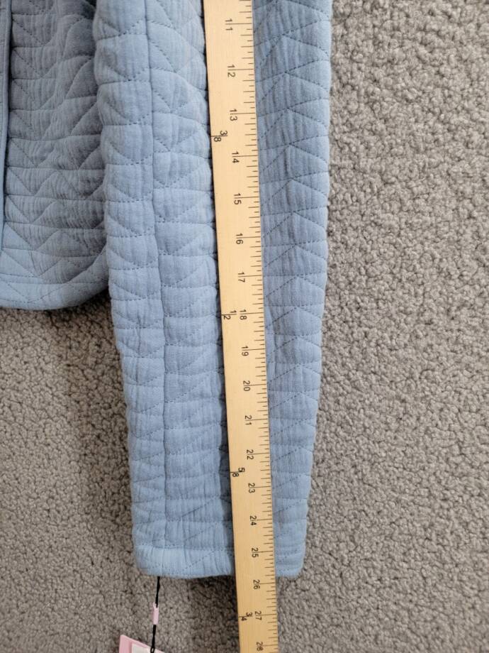 Avec Les Filles Quilted Puff-Shoulder Zip-Front Jacket Women's L Dusty Blue L/S