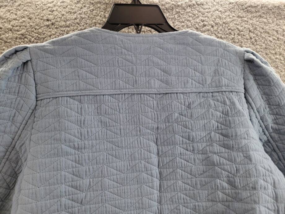 Avec Les Filles Quilted Puff-Shoulder Zip-Front Jacket Women's L Dusty Blue L/S