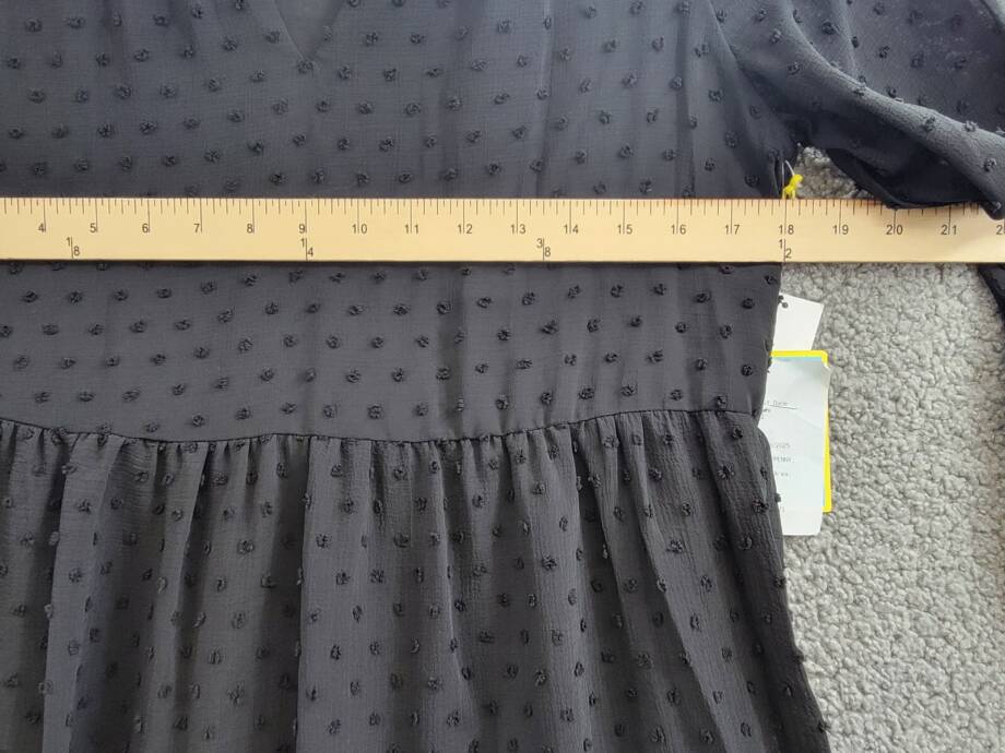 CeCe Clip Dot Ruffled Mini Dress Women's XS Black V-Neck Long Sleeve Pullover