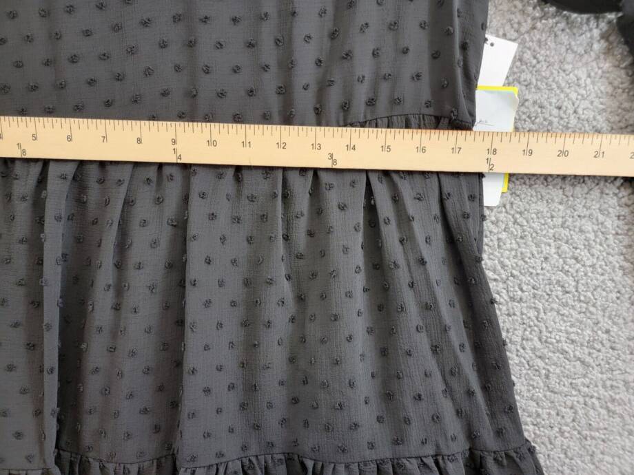 CeCe Clip Dot Ruffled Mini Dress Women's XS Black V-Neck Long Sleeve Pullover