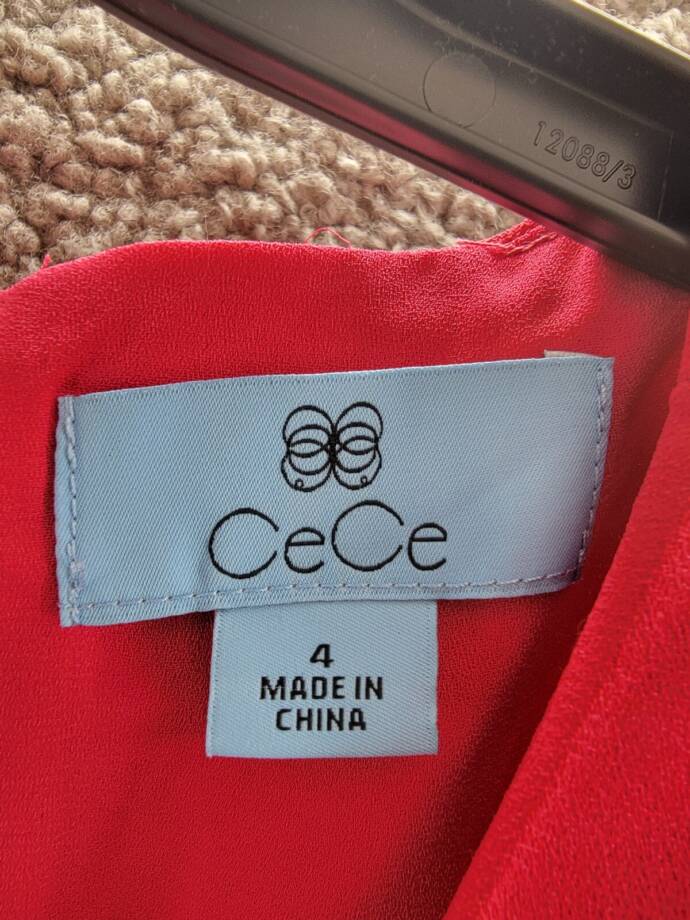 CeCe A-Line Back Bow Detailed Dress Women's 4 Pink Peacock Back Button Closure