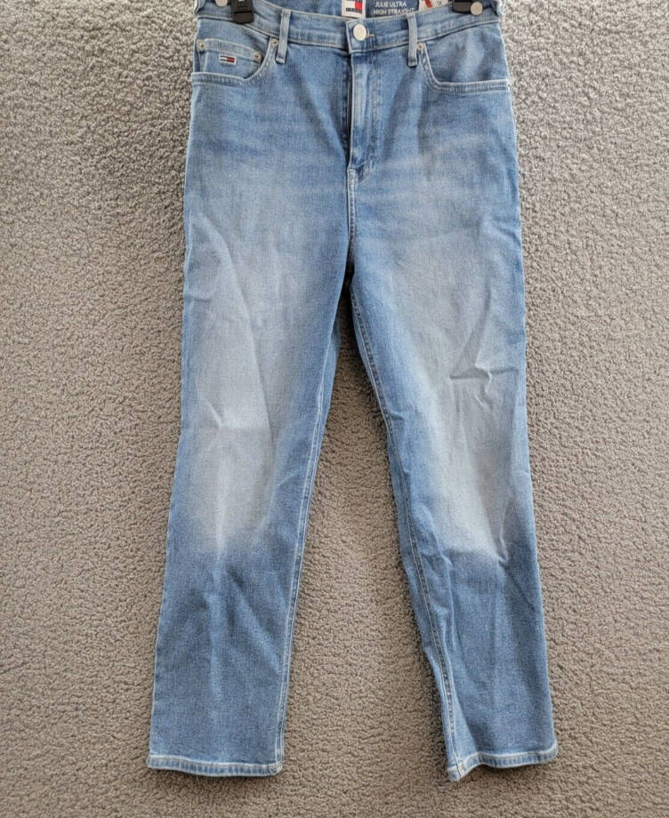 Tommy Jeans Julie Straight-Leg Button-Waist Jeans Women's 32/28 Denim Light