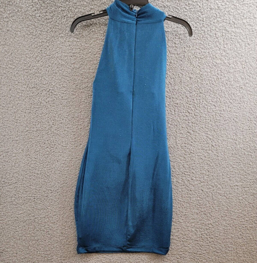 GUESS Yasmine Crossover Halter Dress Women's S Blue Blood Back Zipped Closure