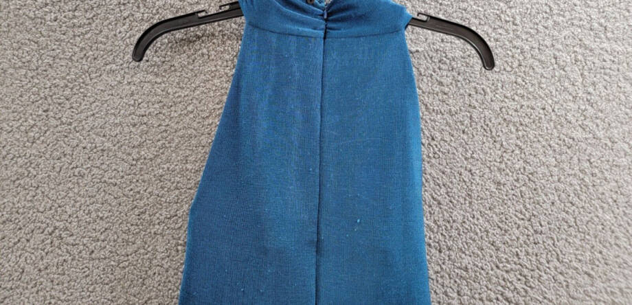 GUESS Yasmine Crossover Halter Dress Women's S Blue Blood Back Zipped Closure