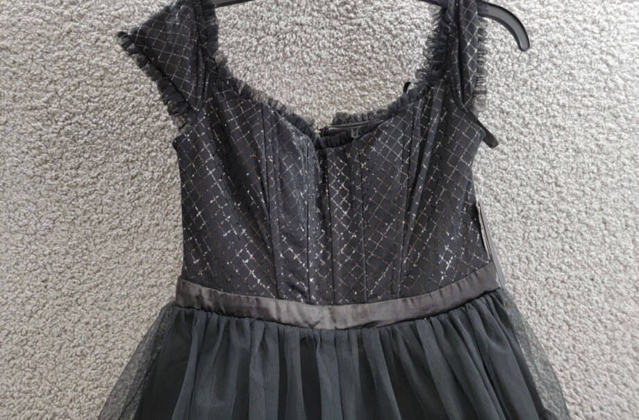 City Studio Tiered Mesh Off-The-Shoulder Fit & Flare Dress Juniors' 9/10 Black