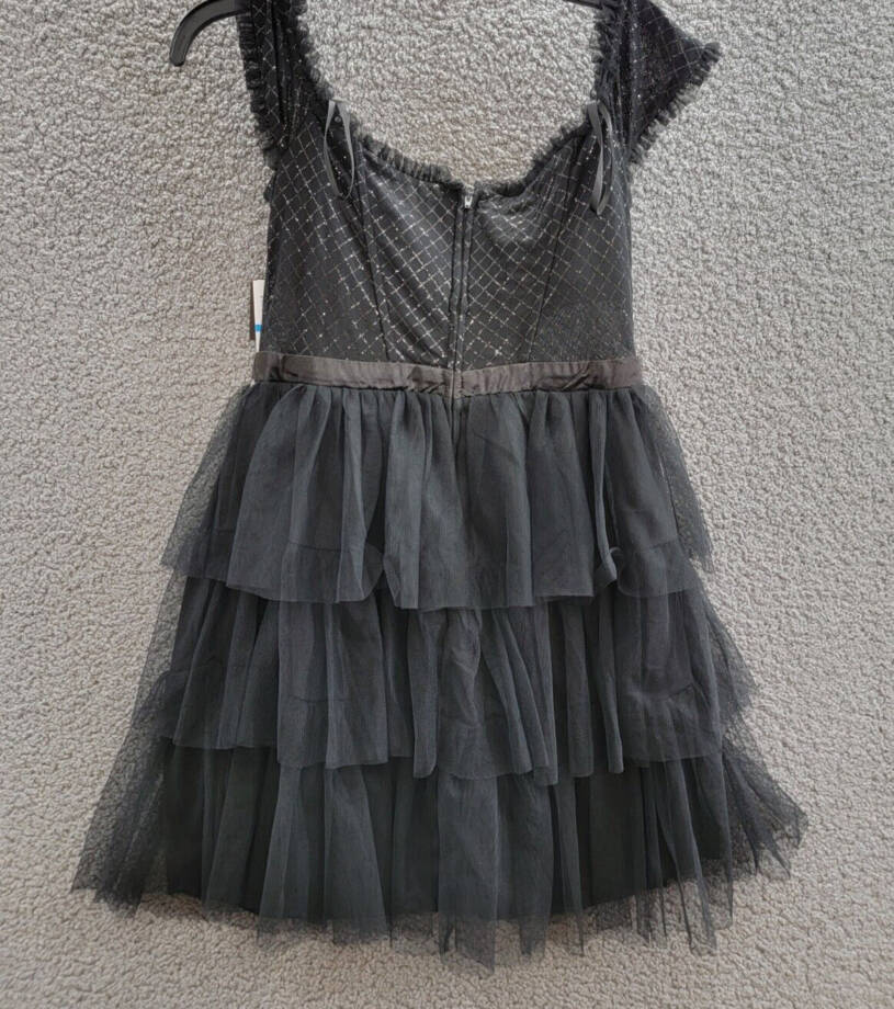 City Studio Tiered Mesh Off-The-Shoulder Fit & Flare Dress Juniors' 9/10 Black