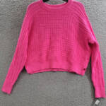French Connection Mozart Popcorn Sweater Women's XL Bright Prosecco Pink L/S