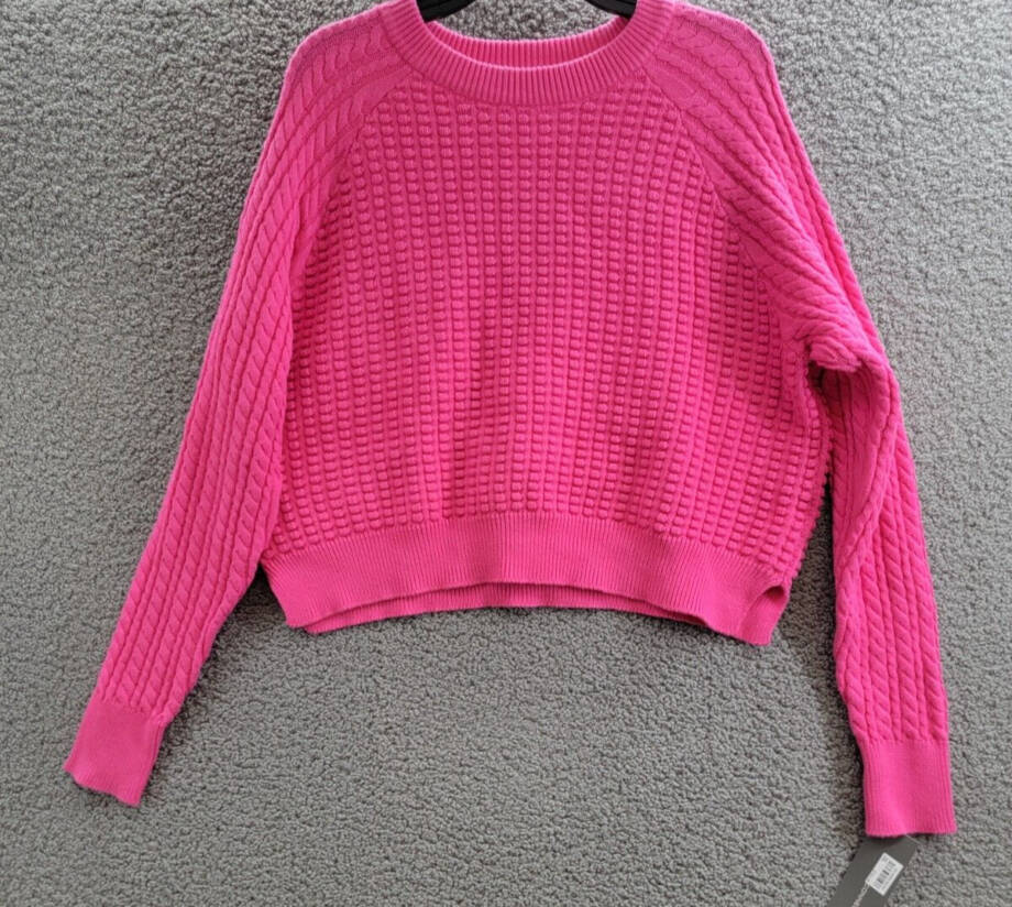 French Connection Mozart Popcorn Sweater Women's XL Bright Prosecco Pink L/S