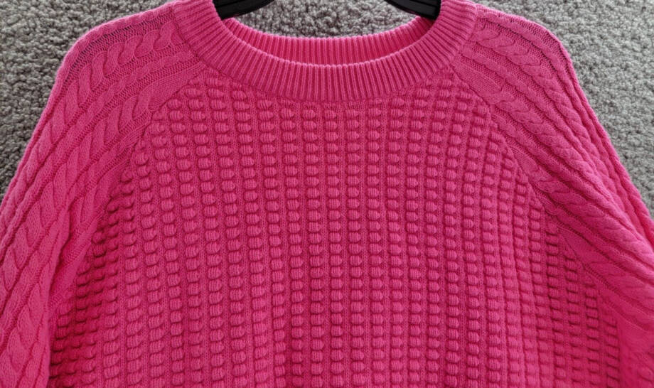 French Connection Mozart Popcorn Sweater Women's XL Bright Prosecco Pink L/S