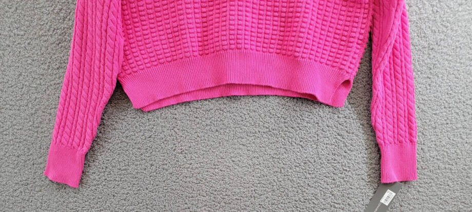French Connection Mozart Popcorn Sweater Women's XL Bright Prosecco Pink L/S